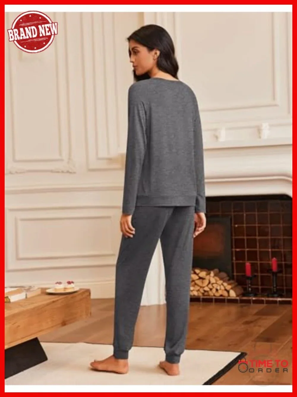 Women's Long Sleeve Pajama Set with Jogger Pants - 2 Piece Sleepwear Soft Comfy